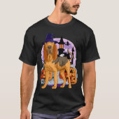 Cute Bloodhound Dog Halloween Witch Pumpkin Tシャツ (正面)