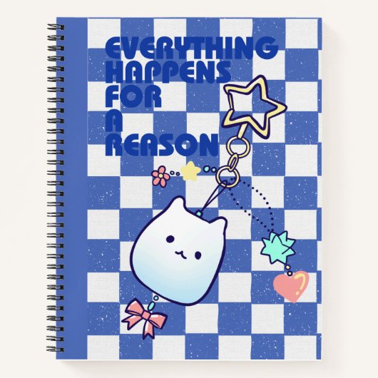 Cute Blue Aesthetic Kawaii Journal, Motivational  ノートブック (正面)