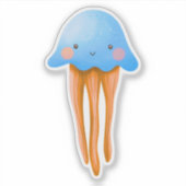 Cute Blue and Orange Jellyfish シール (正面)