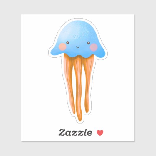 Cute Blue and Orange Jellyfish シール (シート)
