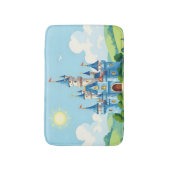 Cute blue and white castle バスマット (正面縦)