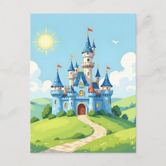 Cute blue and white castle ポストカード (正面)