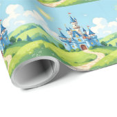Cute blue and white castle ラッピングペーパー (ロールコーナー)