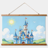 Cute blue and white castle 吊り下げ型タペストリー (正面)