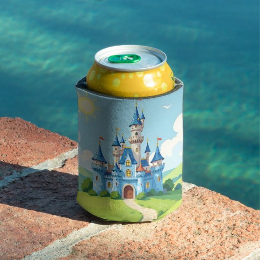Cute blue and white castle 缶クーラー (インサイチュ プール)