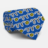 Cute blue and yellow tennis ball pattern neck tie ネクタイ (ロール)
