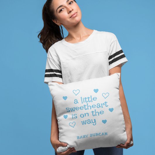 Cute Blue Baby Boy Shower クッション