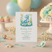 Cute Blue Baby Dragon “Hatching Soon” Baby Shower  招待状