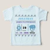 Cute Blue Baby Elephant Birth Announcement (デザイン正面)