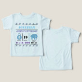 Cute Blue Baby Elephant Birth Announcement (デザイン正面&裏面)