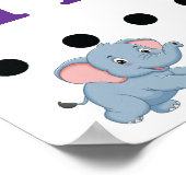 Cute Blue Baby Elephant Birth Announcement ポスター (角)