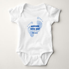 Cute Blue Baby Feet Welcome Little One Nursery Des ベビーボディスーツ