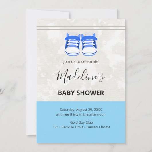 Cute Blue Baby Shower Invitation – Baby Boy Custom 招待状 (正面)