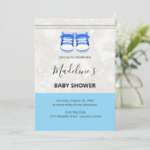 Cute Blue Baby Shower Invitation – Baby Boy Custom 招待状 (スタンド正面)
