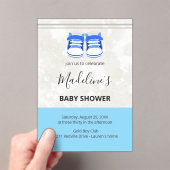 Cute Blue Baby Shower Invitation – Customizable  アクリル招待状 (インサイチュ (ポータブル))