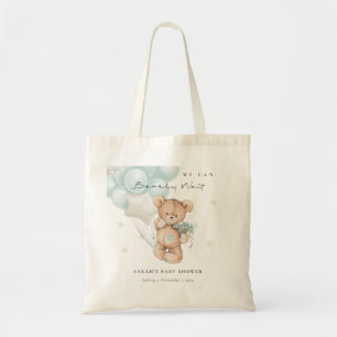 Cute Blue Bearly Wait Bear Balloon Baby Shower トートバッグ
