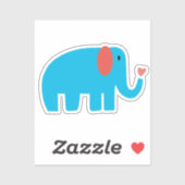 Cute blue big cartoon elephant with heart シール (シート)