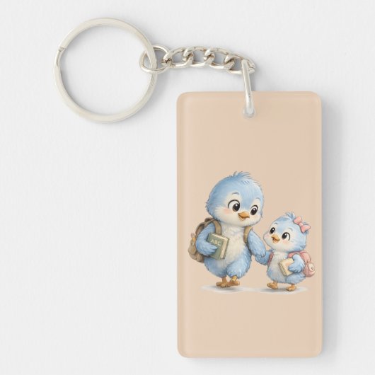 Cute Blue Bird Brother Acrylic Keychain キーホルダー (正面)