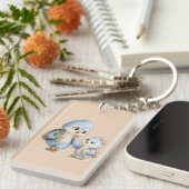 Cute Blue Bird Brother Acrylic Keychain キーホルダー (正面右)