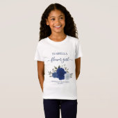 Cute Blue Boho Chic Roses Flower Girl Gift Wedding Tシャツ (正面フル)