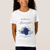 Cute Blue Boho Chic Roses Flower Girl Gift Wedding Tシャツ (正面)