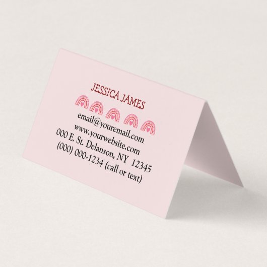  Cute Blue Boho Rainbow Substitute Teacher 名刺 (裏面)