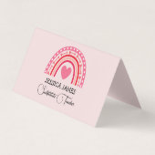  Cute Blue Boho Rainbow Substitute Teacher 名刺 (正面)