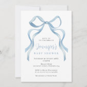 Cute Blue Bow Baby Shower invitation 招待状 (正面)