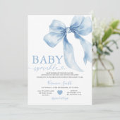 Cute Blue Bow Coquette Baby Sprinkle Baby Shower 招待状 (スタンド正面)