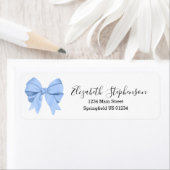 Cute Blue Bow Custom Return Address ラベル (インサイチュ)