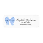 Cute Blue Bow Custom Return Address ラベル (正面)