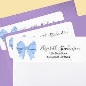 Cute Blue Bow Custom Return Address ラベル