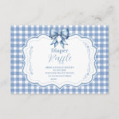 Cute Blue Bow Ribbon Gingham Raffle Diapper エンクロージャーカード (正面)
