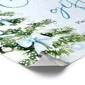 Cute Blue Bows Christmas Tree Cards and Gifts Sign ポスター (角)