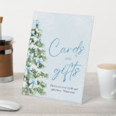 Cute Blue Bows Christmas Tree Cards and Gifts Sign 台座サイン (インサイチュ)