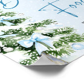 Cute Blue Bows Christmas Tree Food and Drinks ポスター (角)