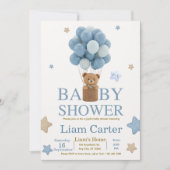 Cute Blue Boy Baby Shower Invitation サンキューカード (正面)