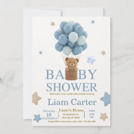 Cute Blue Boy Baby Shower Invitation サンキューカード