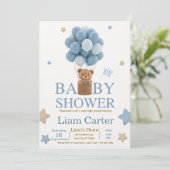 Cute Blue Boy Baby Shower Invitation サンキューカード (スタンド正面)