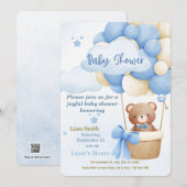 Cute Blue Boy Baby Shower Invitation 招待状 (正面/裏面)