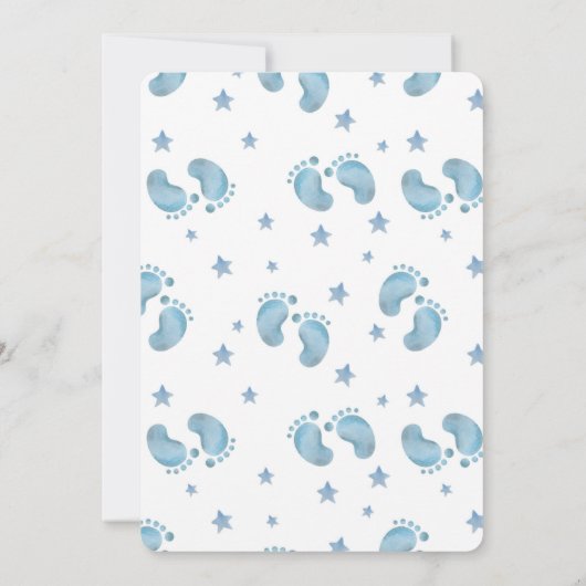 Cute Blue Boy Baby Shower Invitation 招待状 (裏面)