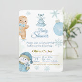 Cute Blue Boy Baby Shower Invitation 招待状 (スタンド正面)