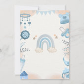 Cute Blue Boy Baby Shower Invitation 招待状 (裏面)
