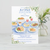 Cute Blue Bridal Brunch Table Vintage Illustration 招待状 (スタンド正面)
