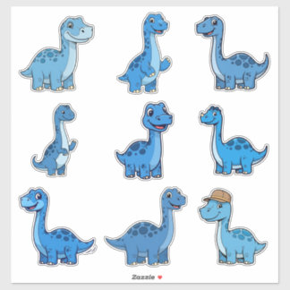Cute Blue Brontosaurus Dinosaur Vinyl Sticker シール