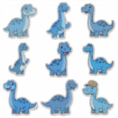 Cute Blue Brontosaurus Dinosaur Vinyl Sticker シール (正面)
