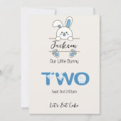 Cute Blue Bunny Boy's 2nd Birthday  招待状 (正面)