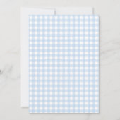 Cute Blue Bunny Easter Gingham Baby Boy Shower サンキューカード (裏面)