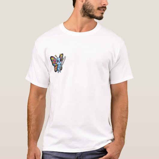 Cute Blue Butterfly Cartoon Tシャツ (正面)