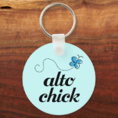 Cute Blue Butterfly Music Alto Chick Gift キーホルダー (正面)